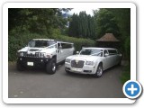 white hummer and our white baby bentley limousine make a beautiful combination for your big day